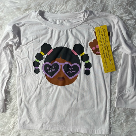 Elle Olivia Toddler Girls Pig Tail Get It From My Mama Top Size 5T - White-New - Picture 10 of 10
